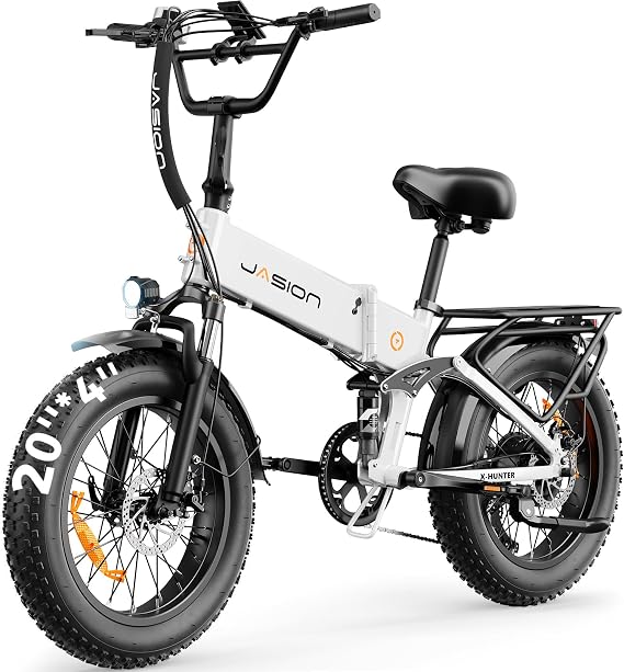 Jasion X Hunter/PRO Electric Bike for Adults,1800W/1400W Peak 20''Fat Tire Foldable Ebike,Folding E Bike Up to 80/70 Miles Range,720/624WH