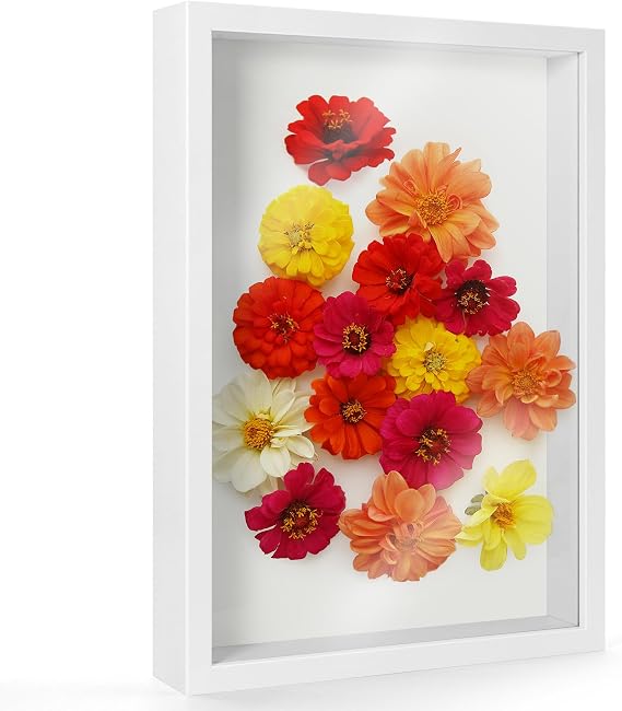 Large A4 3D Shadow Box Frame, 22.8x31.6 cm, Deep Display Case for Table or Wall, Fits Items up to 6.5 cm Thick, Wooden Memory Box for Photos, Crafts, Flowers, Medals, and Tickets (White, 5CM Depth)