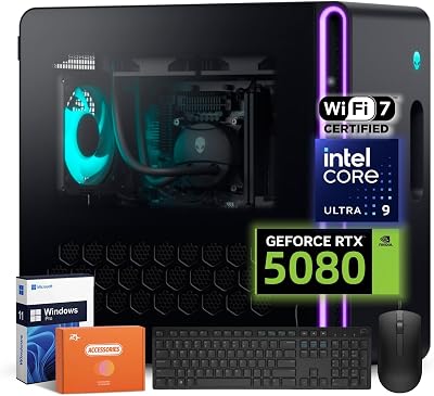 Alienware Aurora R16 Gaming Desktop PC, NVIDIA RTX 5080 16GB GDDR7, Intel Ultra 9 285KUp to 5.7GHz, Wi-Fi 7, 64 GB DDR5, 2 TB SSD, 2 TB HDD, AlienFX Liquid Cooling, Windows 11 Pro