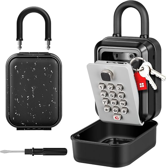 Portable Key Lock Box, Lockbox for Keys with Code Hide a Key Outside