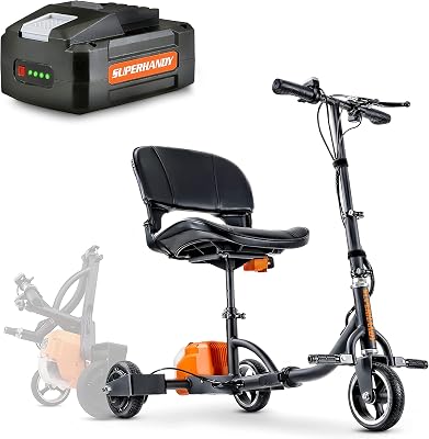 SuperHandy 3 Wheel Folding Mobility Scooter Electric Powered Portable Ultra Lightweight & Lithium-Ion Rechargeable Battery 48V DC 2Ah 88.8 Watt Hours for SuperHandy Mobility Scooter [Bundle Deal]