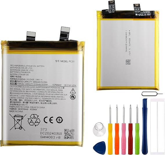 Replacement Battery PC51 Compatible with Moto Edge+ 2023, Moto X40 XT2301, 3.89V 5100mAH, with Repair Tool Kit