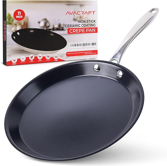 AVACRAFT 11 Inch PFAS-Free Ceramic Nonstick Crepe Pan