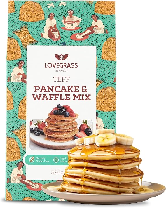 Lovegrass Ethiopia Teff Waffle & Pancake Mix 320g | Gluten Free | High Protein, Fibre, Vitamins & Minerals