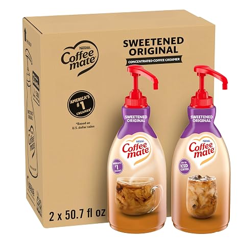 NESTLE COFFEE-MATE Coffee Creamer, Sweetened Original, 1.5L liquid pump bottle, Pack of 2