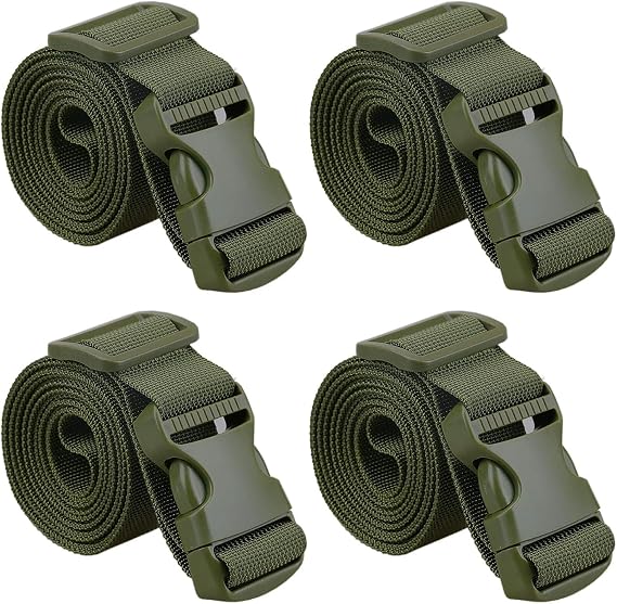 MAGARROW 40" Long Utility Luggage Straps with Buckle Adjustable (Army Green (4-Pack), 1.5" Wide - 40" Long)