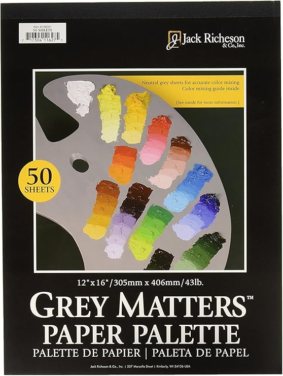 Jack Richeson Grey Matters Paper Palette, 12 by 16-Inch, 50 Sheets - JACK-100281