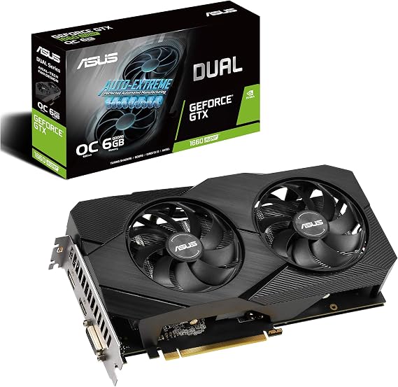 ASUS GeForce GTX 1660 Super Overclocked 6GB Dual-Fan Evo Edition VR Ready HDMI DisplayPort DVI Graphics Card,