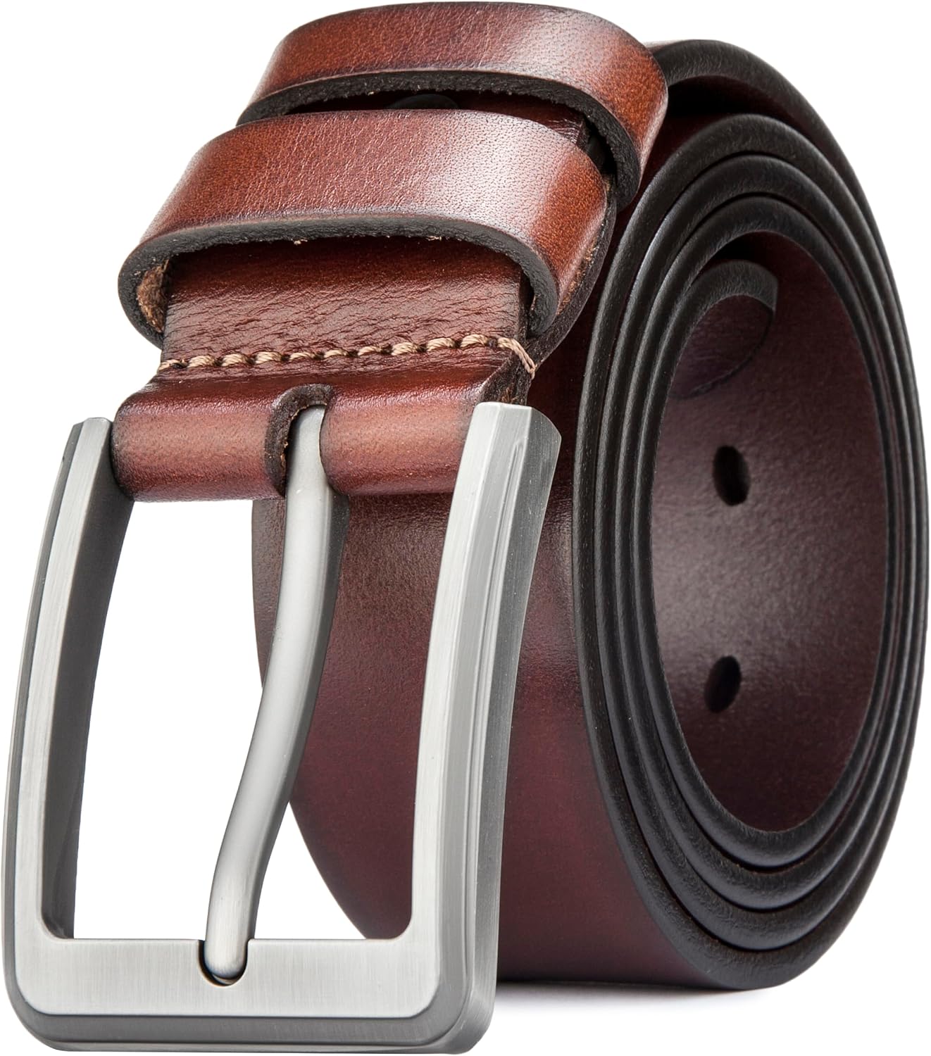 Tolumo Belts for Men, Thick Full Grain Leather Mens Belt 1 12" Wide Casual Belt Adjustable Trim to Fit