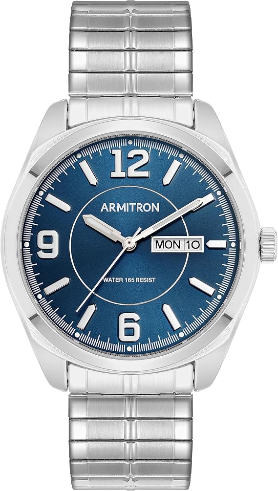 Armitron Men's Day/Date Easy to Read Metal Expansion Bracelet Watch, 20/4591