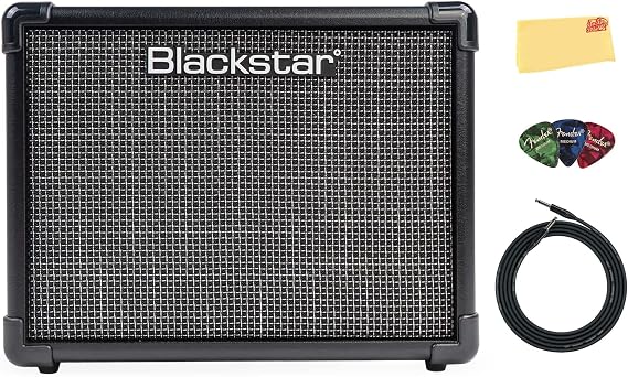 Blackstar ID:CORE V4 Stereo 10 Bluetooth Guitar Combo Amplifier Bundle with Instrument Cable, Picks, and Austin Bazaar Polishing Cloth