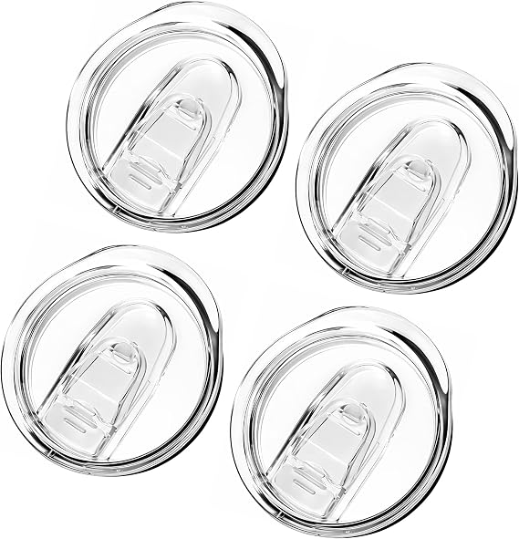 20oz Skinny Tumbler Replacement Lids, 4 PCS Clear Spill Proof Splash Resistant Sliding Covers for Stainless Steel Travel Coffee Mugs and Cooler Cups