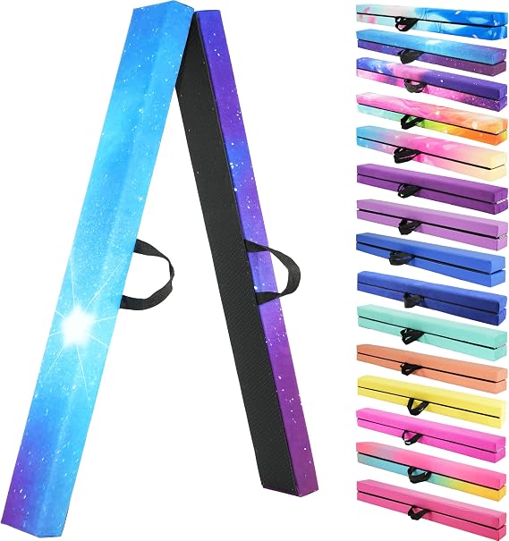 FC FUNCHEER 8FT Folding Balance Beam -Gymnastics Floor Beam -Gymnastics Equipment for Kids,Wood core- Anti-Slip Bottom and Carrying Bag for Home