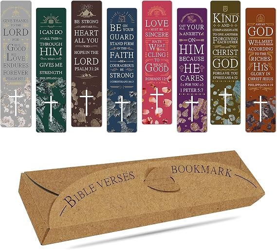ANZON MORIES 48 Pieces Christian Scripture Bookmarks with Storage Box