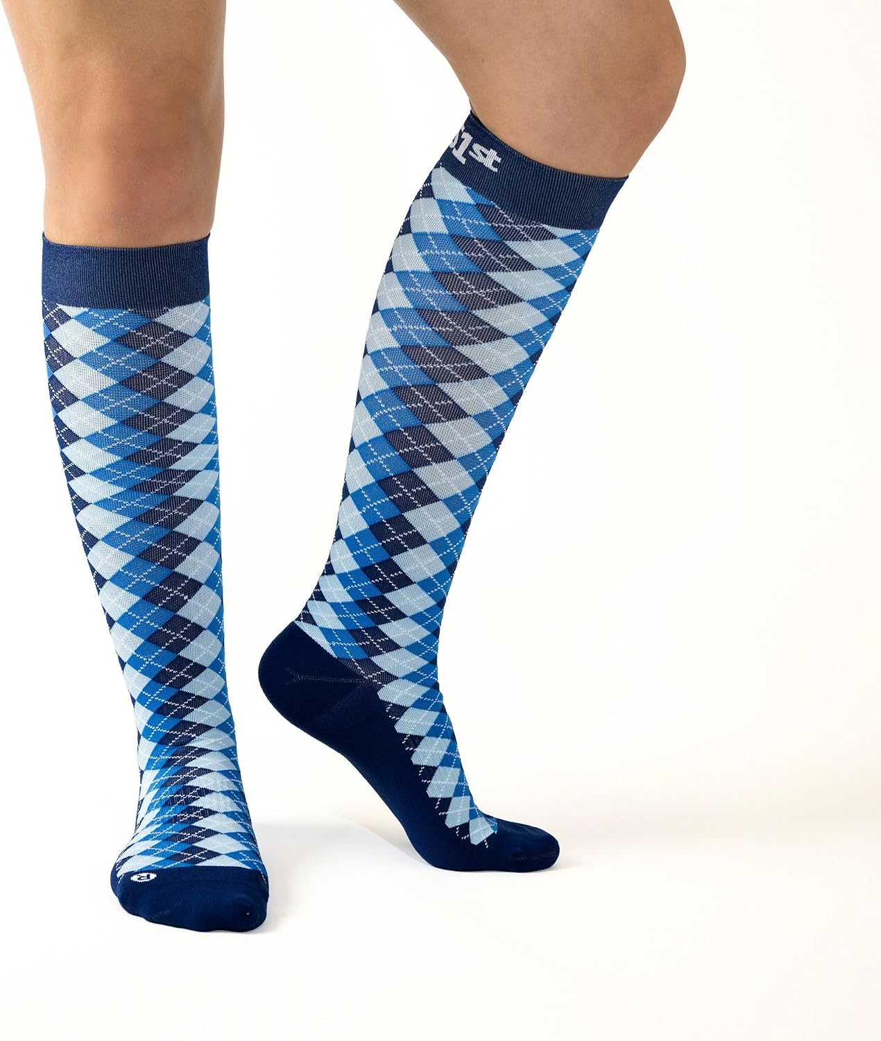 Medical Grade Compression Socks for Men & Women 15-20 mmHg by OrthoSleeve Blue Argyle, Large