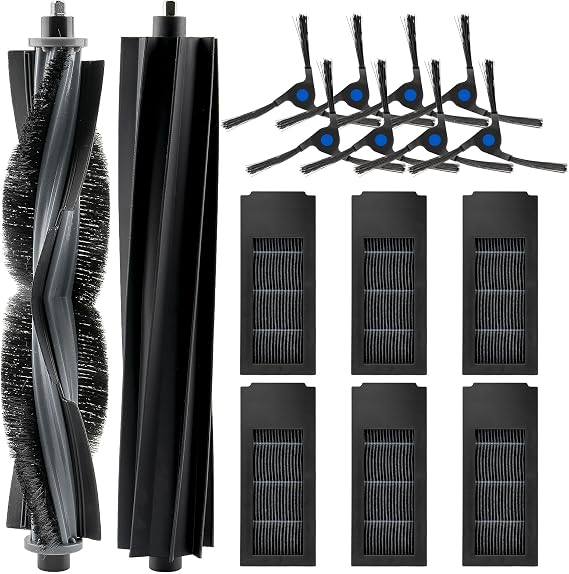 (16 Pack) X2 Omni Replacement Parts Compatible With ECOVACS DEEBOT X2 Omni / X2 Pro / X2 Robot Vacuum Cleaner Accessories Kit, 1 Bristle Roller, 1 Rubber Roller, 6 Hepa Filters, 8 Side Brushes