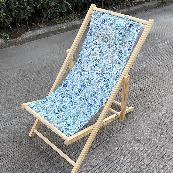 GeRRiT Oxford Cloth Canvas Chair, Portable Camping Chair, Solid Wood Beach Chair, Lounge Chair, Beach Lounger, Foldable Outdoor Chair, Ideal for Camping, Hiking, Beach, and Picnics (Color : F)