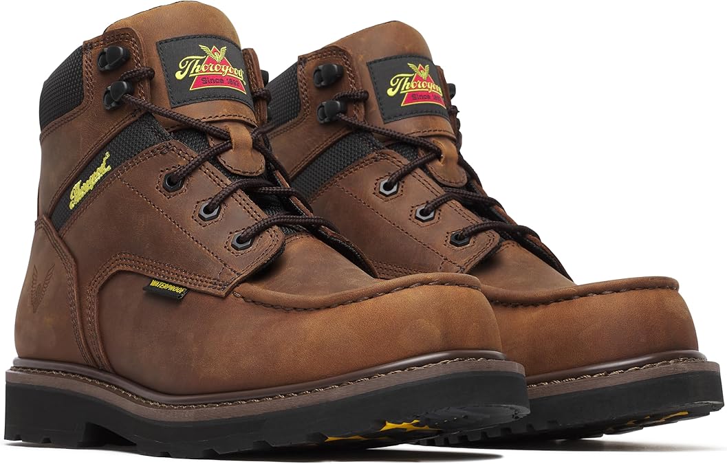 Thorogood Jobsite Series 6" Waterproof Moc Toe Composite Safety Toe Men's Durable Work Boots for Tough Outdoor Jobs