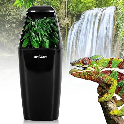 REPTIZOO Reptile Waterfall Automatic Reptile Drinking Fountain Water Dispenser, Chameleon Water Fountain Water Dripper for Bearded Dragon Iguana Frog GeckoBlack