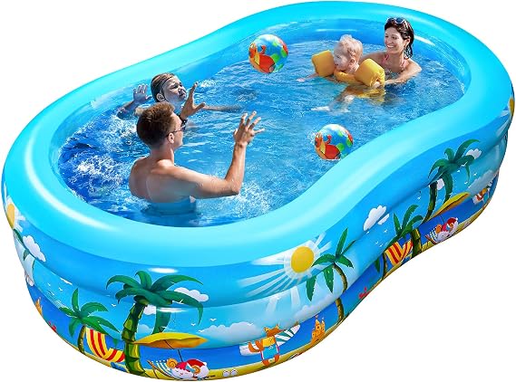 Inflatable Swimming Pool - 95" x 59" x 24" Inflatable Kiddie Pool, Blow Up Family Lounge Pool Kids Pools for Backyard Garden Outdoor, Inflatable Pool for Kids Adults Baby Toddlers Children Water Pool