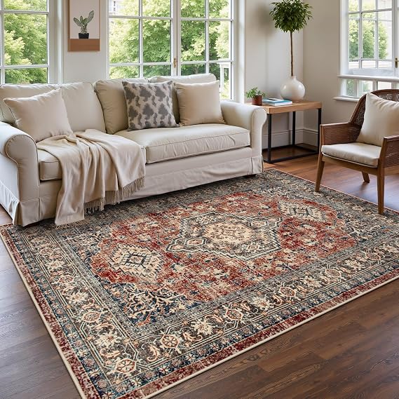 Lahome Oriental Washable Rugs for Living Room, 5x7 Area Rugs for Bedroom