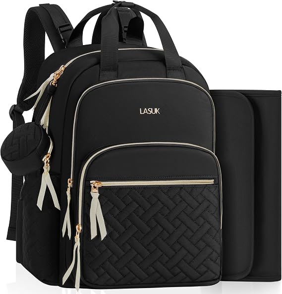 Diaper Bag Backpack, 27L Travel Quilted Baby Bags Unisex