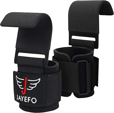 Jayefo Weight Lifting Hooks and Deadlift Straps - Pull Up Grips, Lifting Hooks - Weight Lifting Straps for Men - Standard Size Black