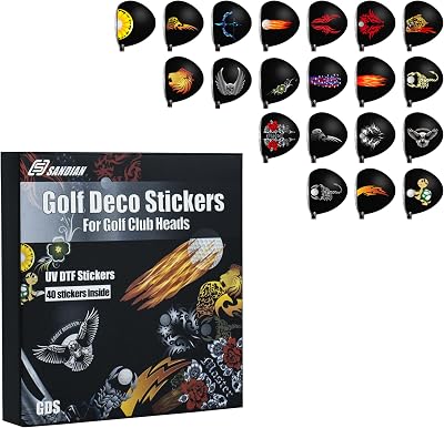 SANDIAN, Decal UV DTF Rub-On Instant Transfer Stickers on Golf Driver Woods Mugs Cups Tumblers Glasses, All Weather Resistant Decals, Full Pack 40 pcs