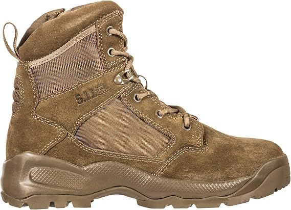 5.11 Tactical Men's 6-Inch Boots, ATAC 2.0 Side-Zip, Brown Hiking Work Boots, Style 12395ABR