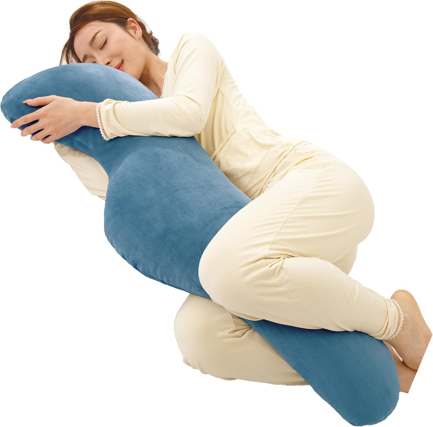 DreamCats Body Pillow, Pillow, Made in Japan, Unisex, Fluffy, Chewy Texture, Voluminous, Washable, Comfortable Sleep Cushion, Suitable for Side Sleepers, 41.3 x 11.8 inches 105 x 30 cm, Blue Cover