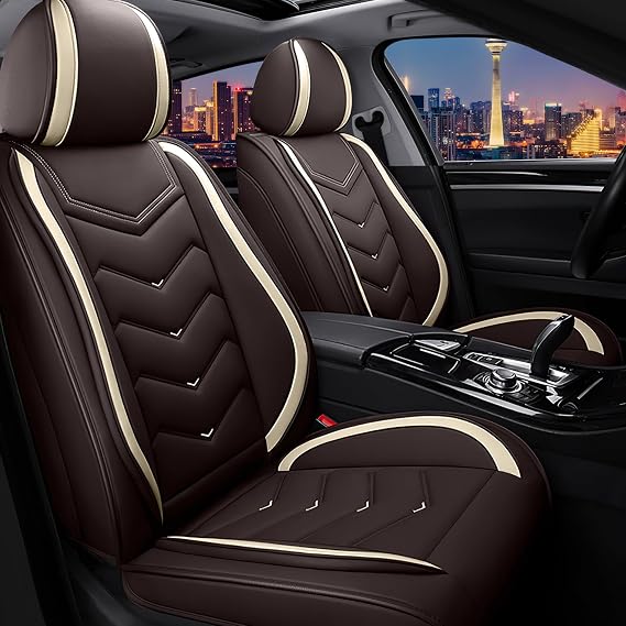 Car Seat Covers for Honda Civic 2000-2025, Stylish Sport Seat Cover, Premium Nappa Leather Car Seat Cover. Automobile Seat Covers Sets.(Standard 2 Seats/Coffee Color)