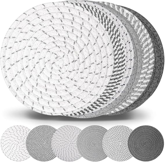 Billbotk 10" Trivets for Hot Dishes, Hot pots and Pans, Set of 6, Heat Resistant Pot Holders for Kitchen, Hot Pads for Countertops