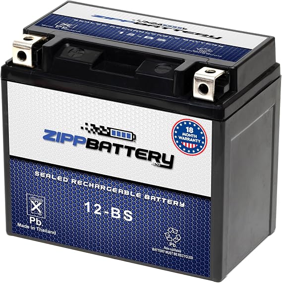 ZIPPBATTERY YTX12-BS 12V 180 CCA AGM Maintenance-Free 10Ah Battery for ATV, Motorcycle, Scooter, Jet Ski T3 Nut & Bolt Terminal Fits Honda CBR600, Yamaha V-Star 1100, Polaris Sportsman 400