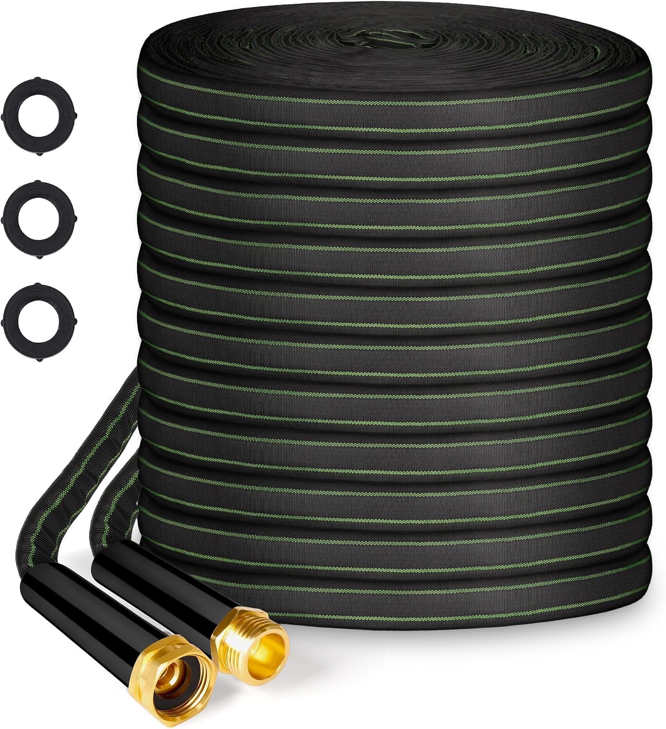 Garden Hose 25ft Flexible Water Hose Non-Expandable High Pressure Kink-Free Leakproof Durable Portable Lightweight Outdoor Yard Lawn Black Fabric Watering Hose with 34 Aluminum Fittings