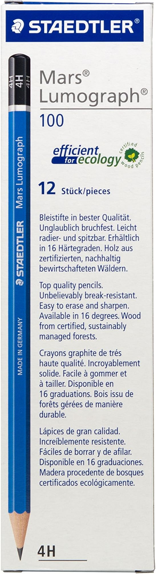STAEDTLER Mars Lumograph Writing, Drawing, Sketching Pencil (Box of 12) (4H)