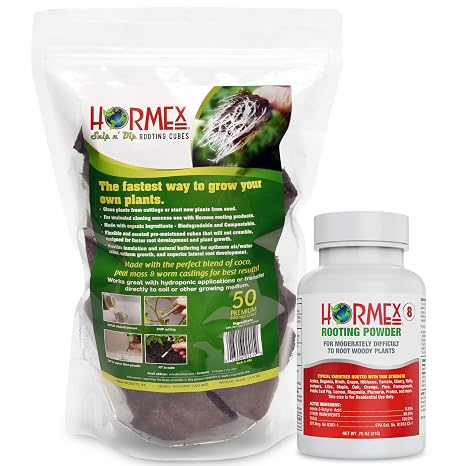 Hormex Rooting Powder #8 (0.80% IBA) for Cuttings & 50-Pack Rooting Cubes
