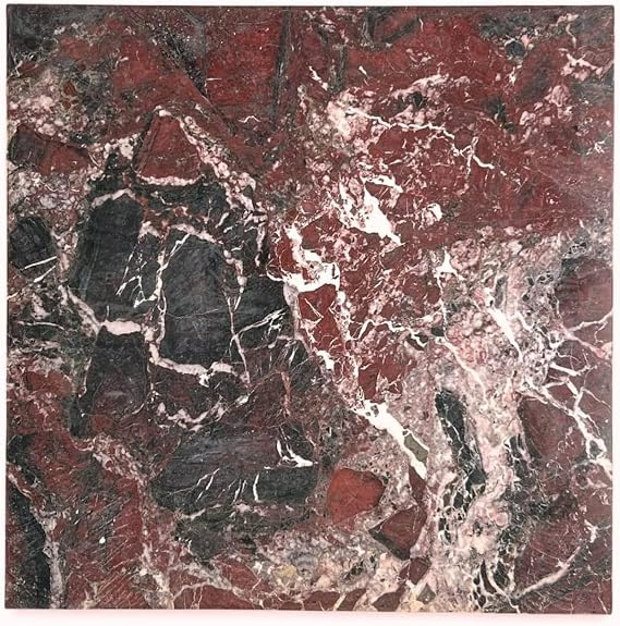Tenedos Rosso Rosa Levanto 12x12 Polished Marble Tile Luxurious Burgundy Stone for Bathroom Walls, Floors, Kitchen Backsplash, Fireplace, Accent Use