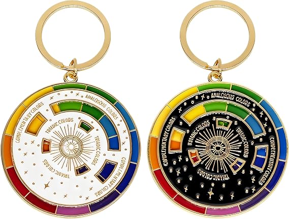 2PCS Spinning Color Wheel Keychain Bag Charms Cute Color Palette Key Chain Ring Gifts for Art Lovers Artists Painters