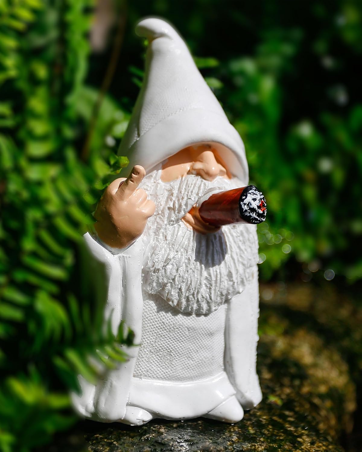 BBdis Funny Garden Gnome Statue,5.9in Naughty Mini Smoking Middle Finger Gnomes Statue for Fairy Garden,Indoor or Outdoor Lawn Garden Christmas Decorations Housewarming Gifts