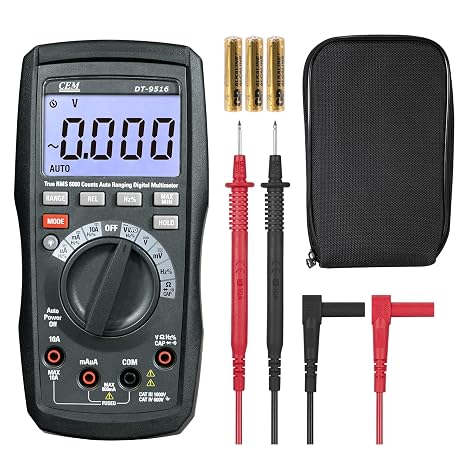 CEM Digital Multimeter DT-9516,VFD Auto-Range 6000 Counts True-RMS 1000V AC/DC NCV, Measures Voltage Current Resistance Capacitance Frequency Duty Cycle,Tests Diodes Transistors,1KHZ
