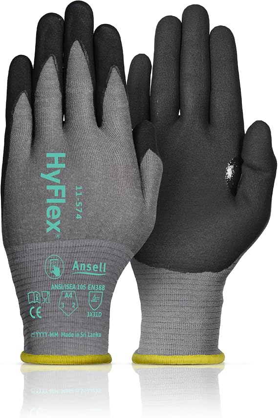 Ansell HyFlex Cut Resistant Touchscreen Work Gloves with Aerofit Precision Comfort Technology