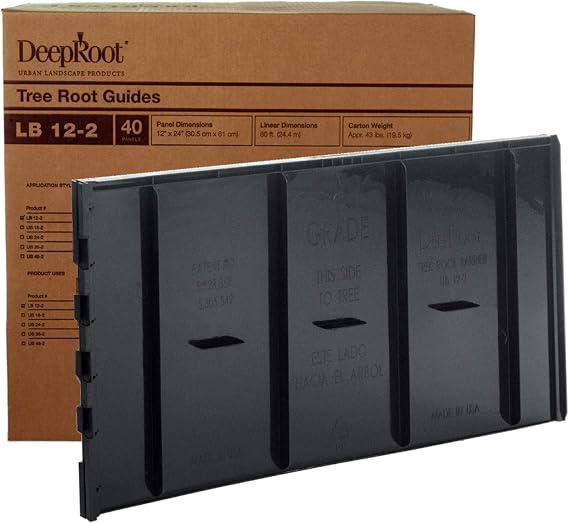 DeepRoot Tree Root Barrier, 24"x12", 40-Panel Pack, 80 Linear Ft, USA | Professional-grade root shield for sidewalks, driveways & patios. Made in the USA. Ideal for landscapers and contractors