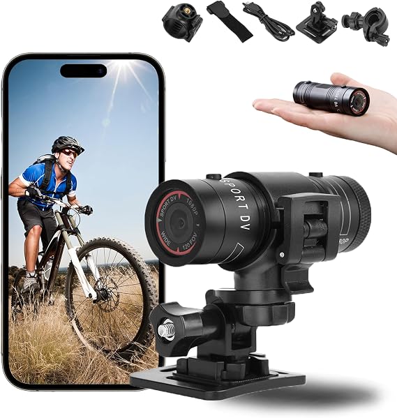 Hangang Action Camera 1080P Mini Waterproof Sport Helmet Camera Full HD Motorbike Bike Montain Helmet Action Camera Video DVR AVI Video Camcorder 32 GB TF Card Ideal for Climbing Riding Skiing