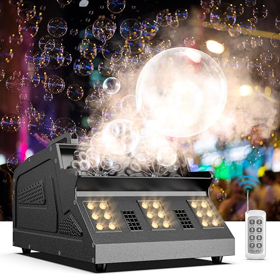 2000W Fog Machine, 3 in 1 Fog Bubble Machine with 2 Bubble Fans, 7 CH RGB 18 LED Lights Smoke Bubble ALL IN 1 Machine, Fog Machine for Party, Wedding, Festival, Birthday