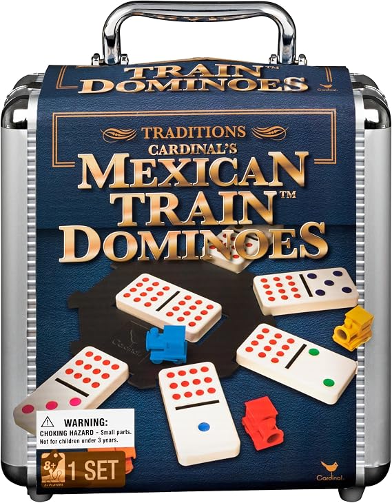 Spin Master Games Mexican Train Dominoes Set in Metal Case Classic Game
