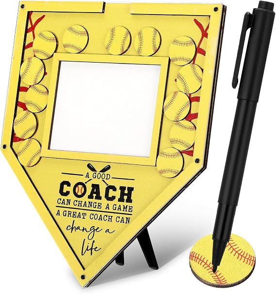 Yaomiao Softball Frame Coach Gift with Wood Chips Signature Pen