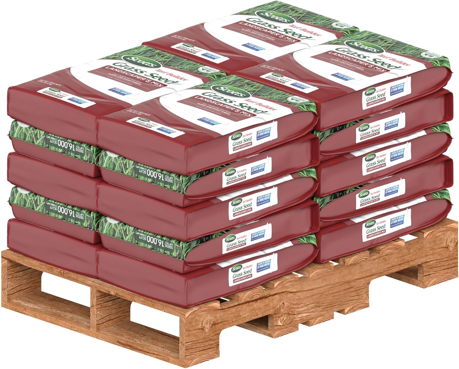 Scotts Turf Builder Grass Seed Landscapers Mix Bulk Lawn Seed Pallet, for Sunny and Shady Areas, 40 lb. Bags, Pallet of 20