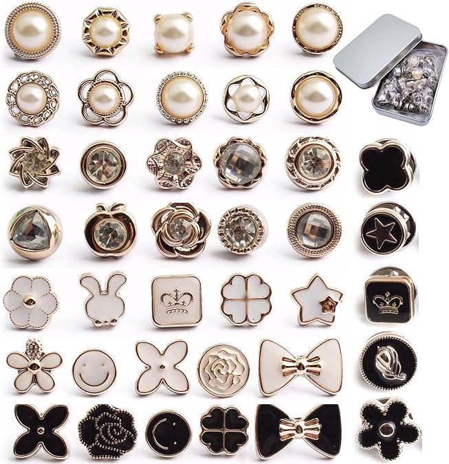 Brooch Pins 40pcs Women Shirt Sweater Shawl Hat Clip Neckline Pins