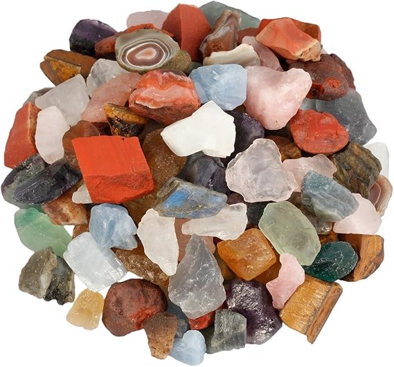 SUNYIK 1LB Natural Raw Mixed Stones Rock for Tumbling Cabbing
