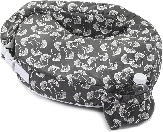 My Brest Friend Original Nursing Pillow Enhanced Ergonomics Essential Breastfeeding Pillow Support For Mom & Baby W/Convenient Side Pocket, Double Straps & Slipcover, Grey Flowing Fans